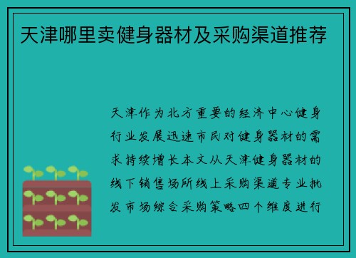天津哪里卖健身器材及采购渠道推荐